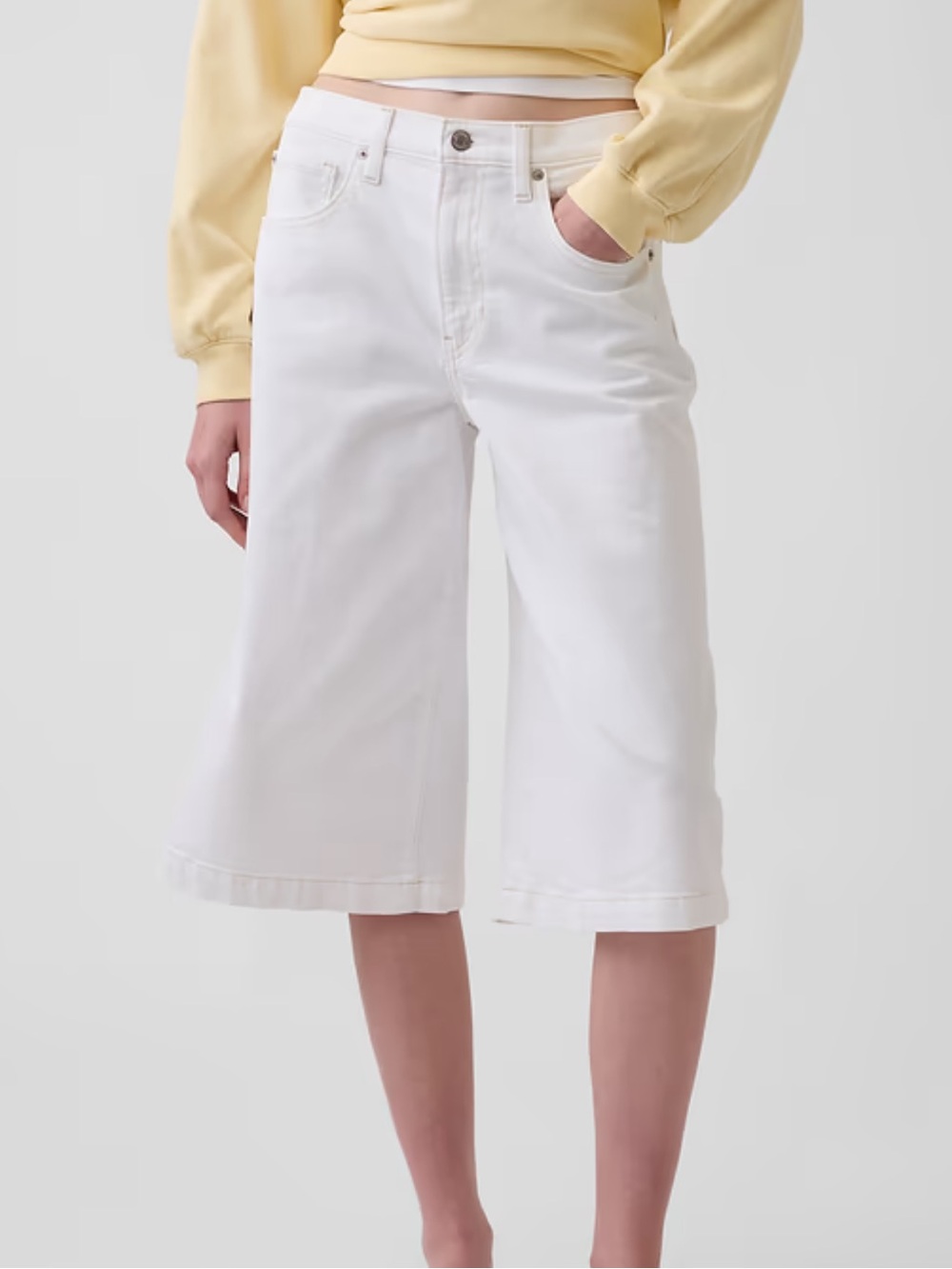 Gap High Rise Culotte Jeans White Wide Leg